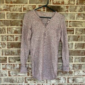 Intimately Free People Heathered Pink Knit Henley  Top